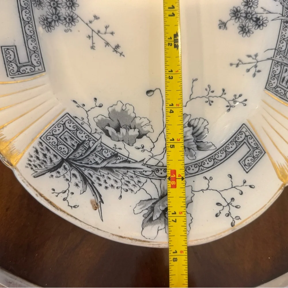 Antique CH & H Tunstall Windsor Blue Flow 17 1/2” Art Deco Serving Platter - Picture 11 of 12